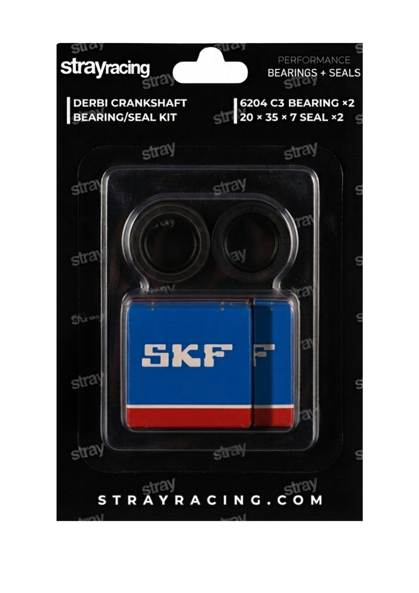Derbi Crankshaft SKF C3 Bearings And Seal Kit (6204 Steel Cage)